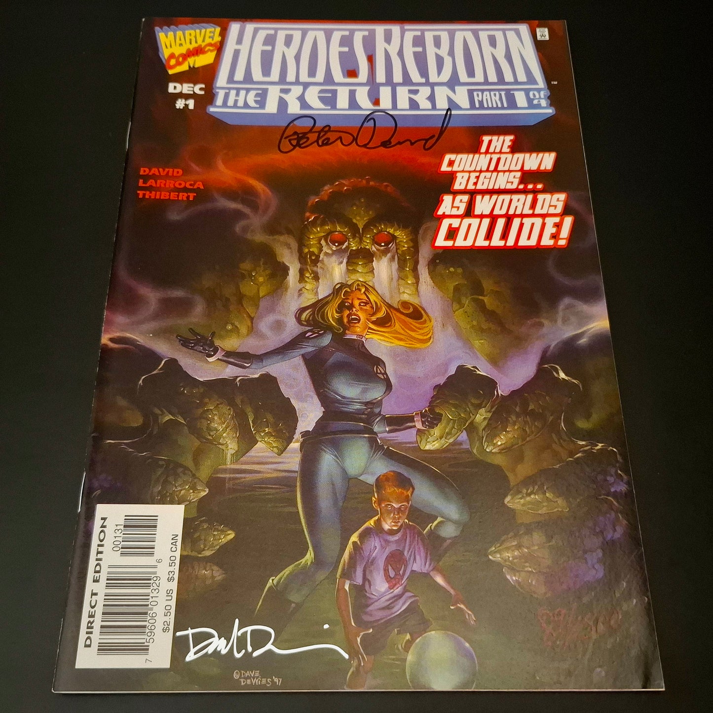 Heroes Reborn : The Return #1 variant cover + Signature de Peter David et David DeVries. (COA)