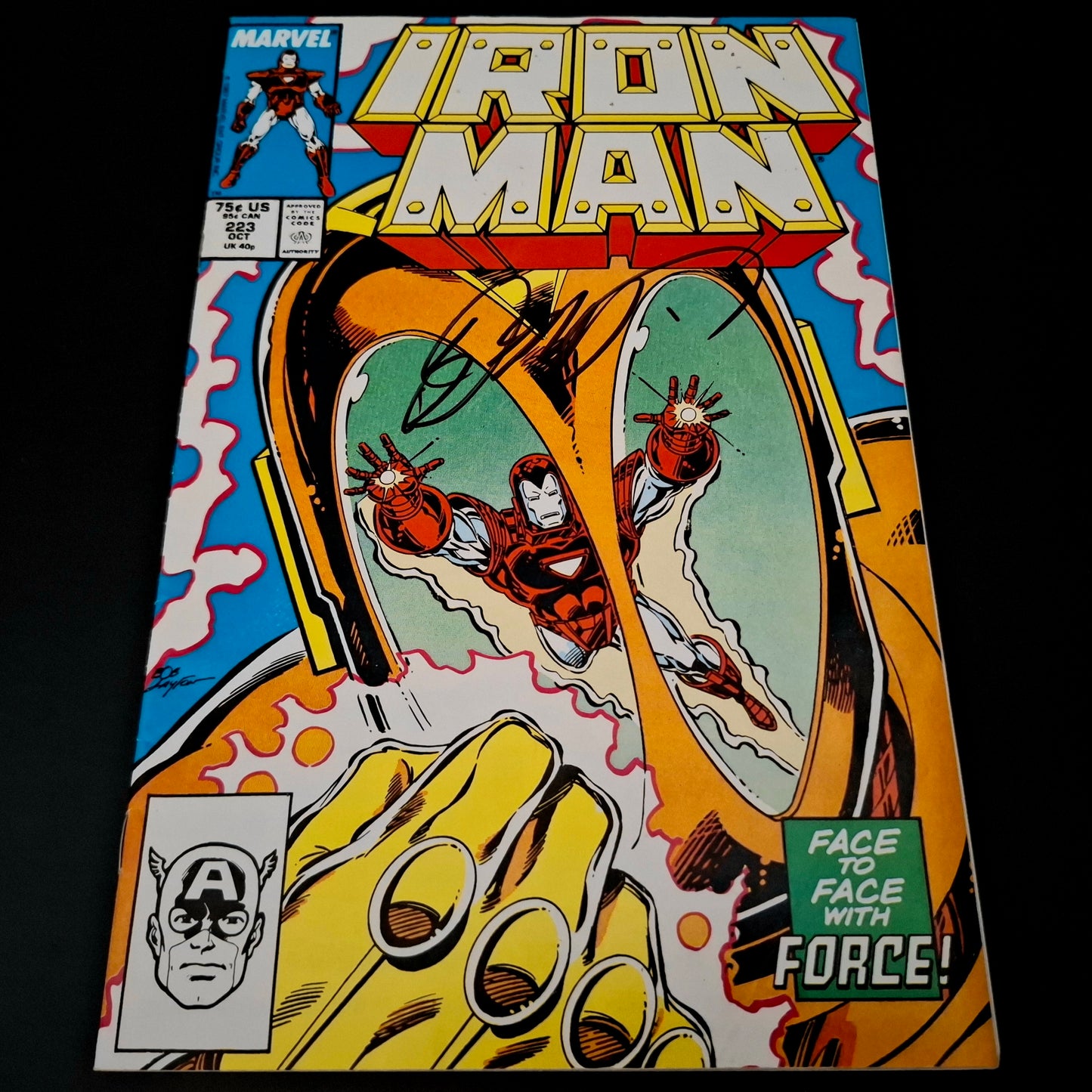 Iron Man #223 + Signature de Bob Layton (COA)