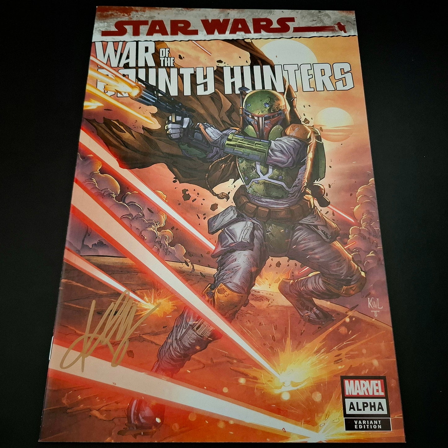 Star Wars : War of the Bounty Hunters #alpha variant cover exclusive + Signature de Ken Lashley (COA)