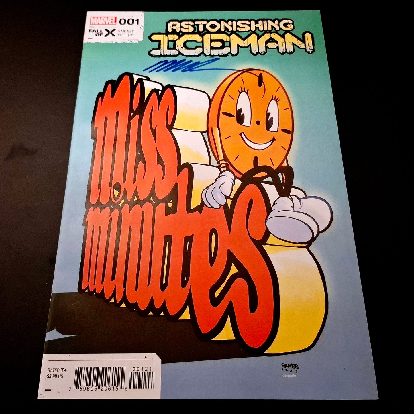 Astonishing Iceman #1 variant cover "Miss Minutes" + Signature de Humberto Ramos (COA)