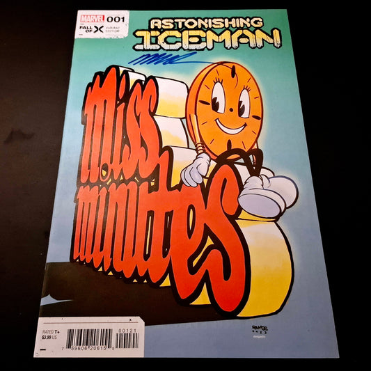 Astonishing Iceman #1 variant cover "Miss Minutes" + Signature de Humberto Ramos (COA)