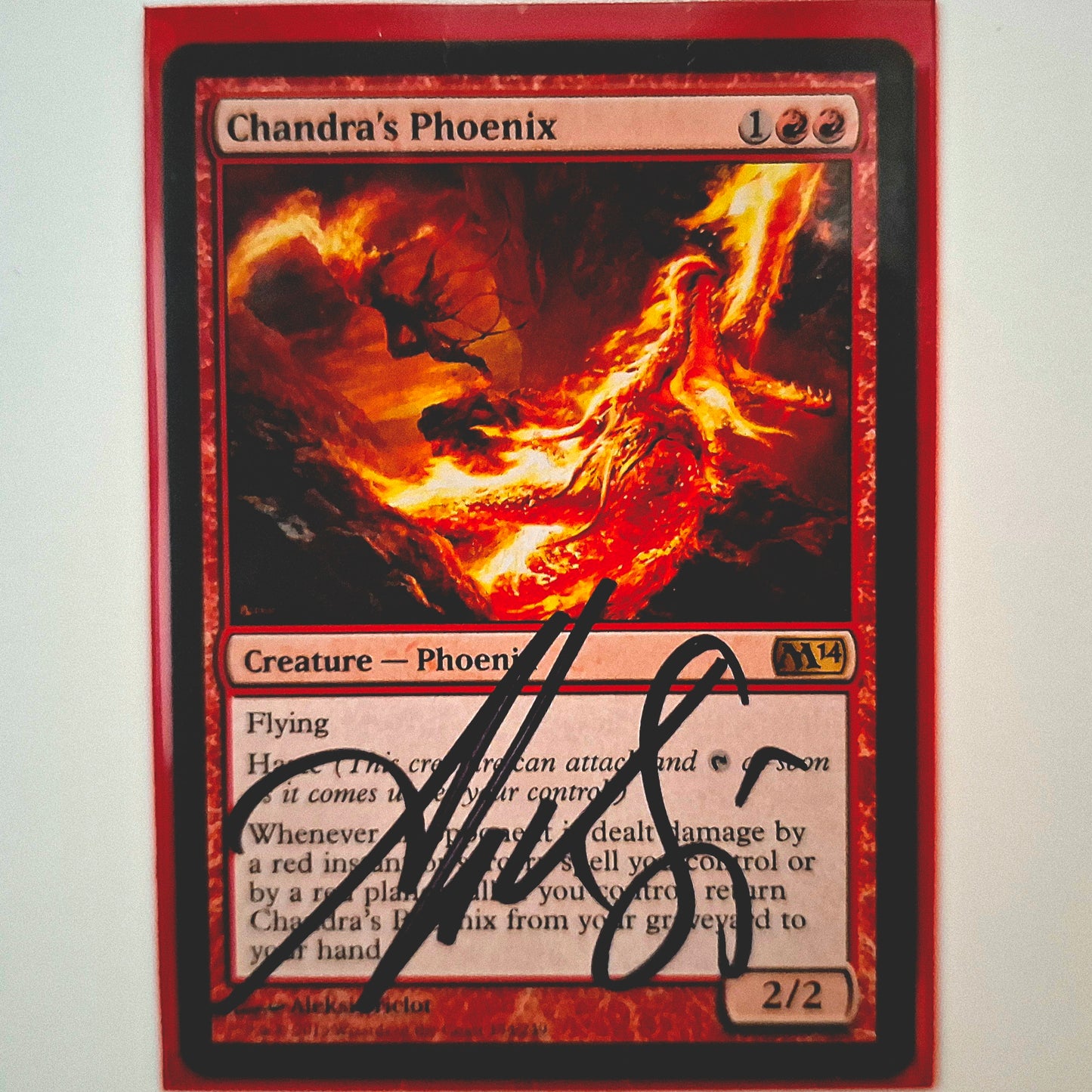 Carte Magic the gathering Chandra's Phoenix + Signature de Aleksi Briclot (COA)