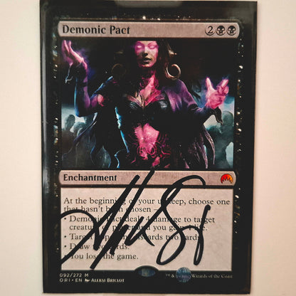 Carte Magic the gathering : Demonic Pact + Signature de Aleksi Briclot (COA)