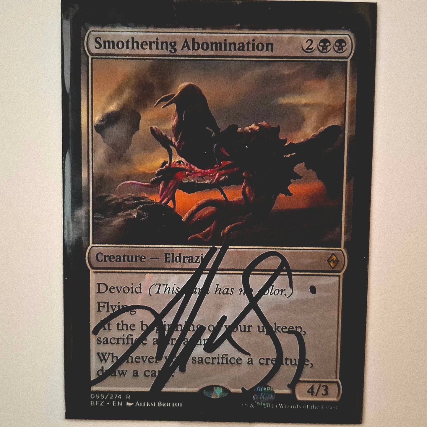 Carte Magic the gathering : Smothering Abomination + Signature de Aleksi Briclot (COA)