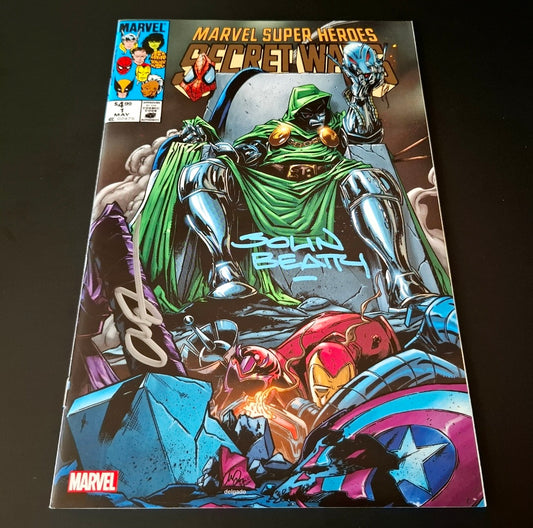 Secret Wars #1 variant exclusive + signature de Drew Zucker et John Beatty (COA)