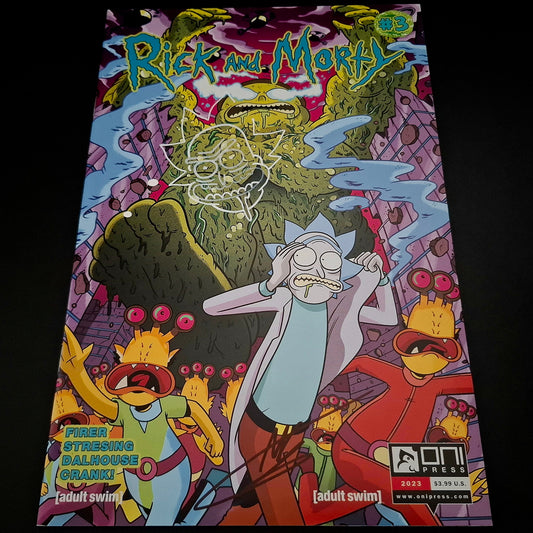 Rick and Morty #3 (2023) variant cover + Remark et Signature de Marc Ellerby (COA)