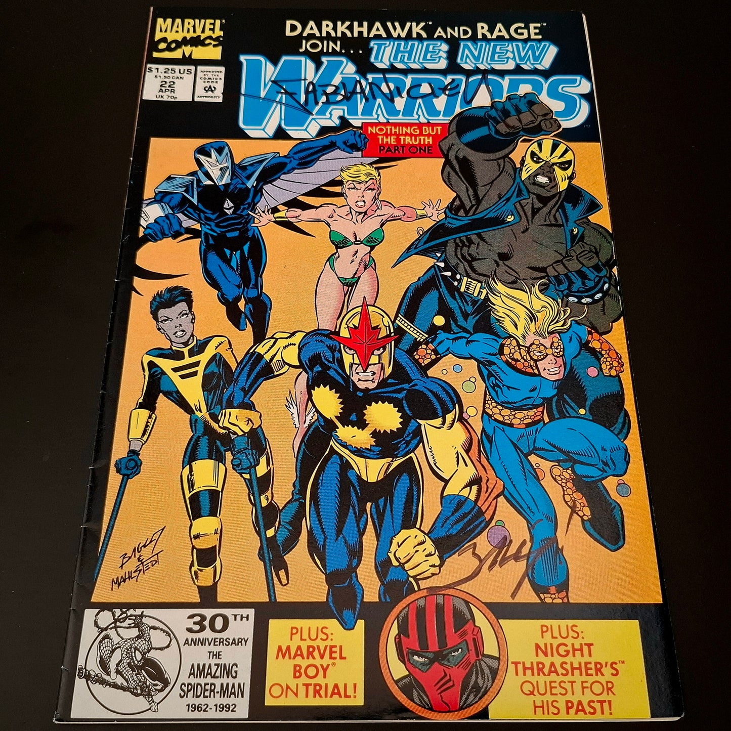 New Warriors #22 + Signature de Mark Bagley et Fabian Nicieza (COA)