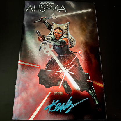 Star Wars : Ahsoka #1 variant FOIL cover + Signature de Ken Lashley (COA)