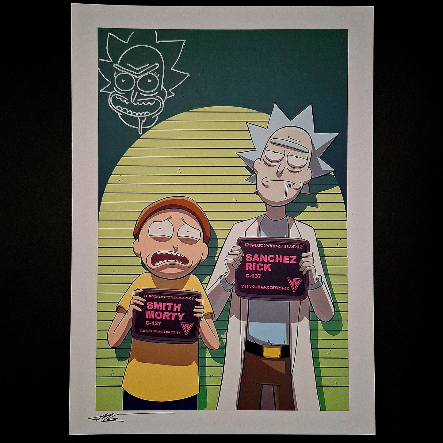Rick and Morty,  print d’artiste # Signature et Remark de Marc Ellerby (COA)
