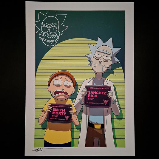 Rick and Morty,  print d’artiste # Signature et Remark de Marc Ellerby (COA)