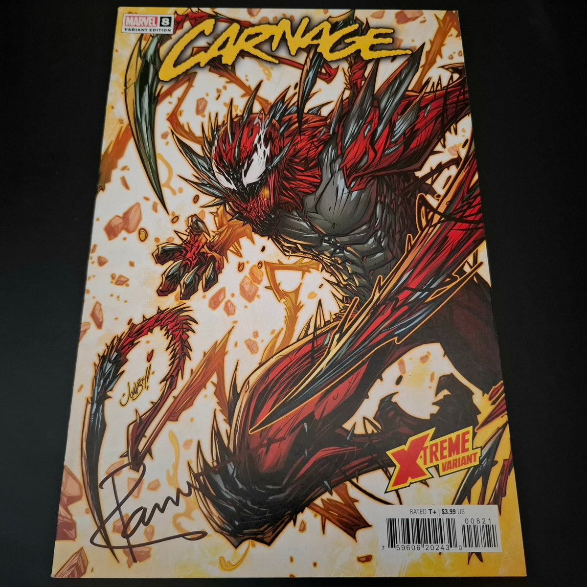 Carnage #8 variant cover + Signature de Ram V (COA)
