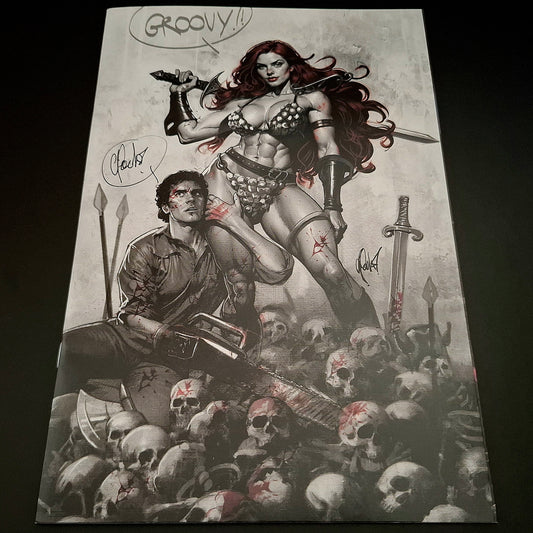 Red Sonja vs Army of Darkness #1 variant virgin cover exclusive + Signature de Cedric Poulat (COA)