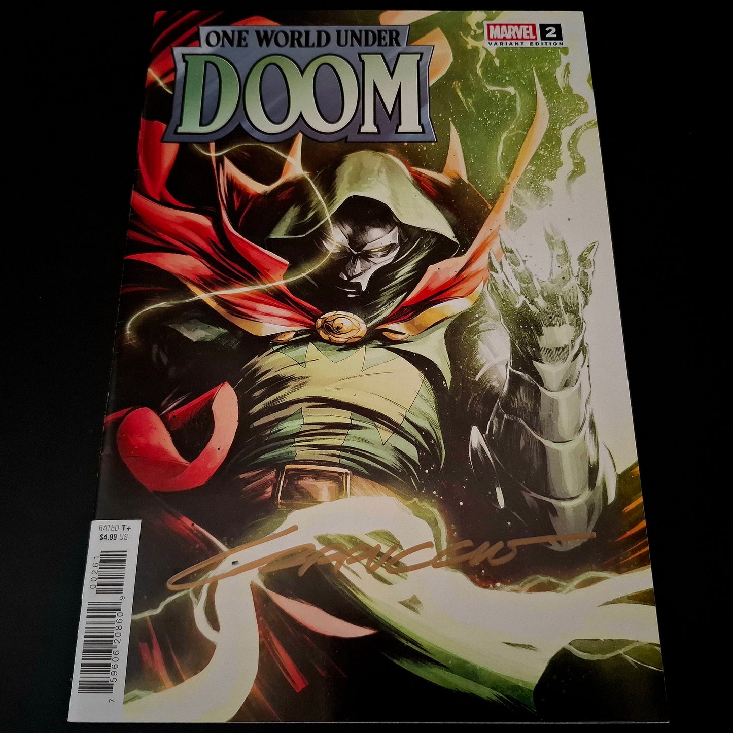 One World Under Doom #2 variant cover + Signature de Alessandro Cappuccio (COA)